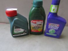 1x Castrol - Dot 4 Brake Fluid (0.5L) - Sealed. 1x Carlube - 2 Stroke Garden Machinery Oil (500ml) -