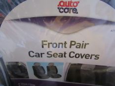 AutoCare - Front Pair Car Seat Covers (Black & Grey) - Unchecked & Packaged.