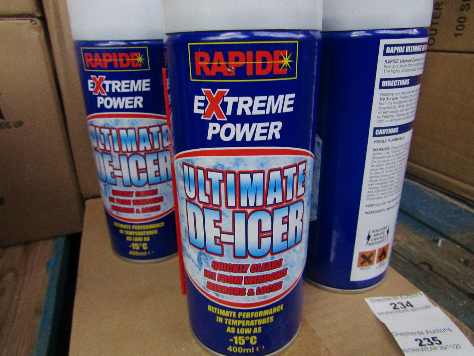 Rapide - Extreme Power Ultimate De-Icer - 400ml (Box of 6 Units) - All Unused & Boxed.