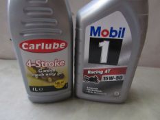 1x Mobil - Racing 4T 15W / 50 Advanced Full Synthetic (1 Litre) - Unused. 1x Carlube - 4 Stroke