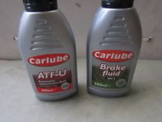 2x Carlube - ATF-U Automatic Transmission Fluid (500ml) - Unused. 2x Carlube - Brake Fluid Dot 4 (