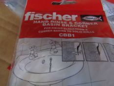 10x Fischer - Hand Rinse & Corner Basin Bracket CBB1 - All Unused & Packaged.