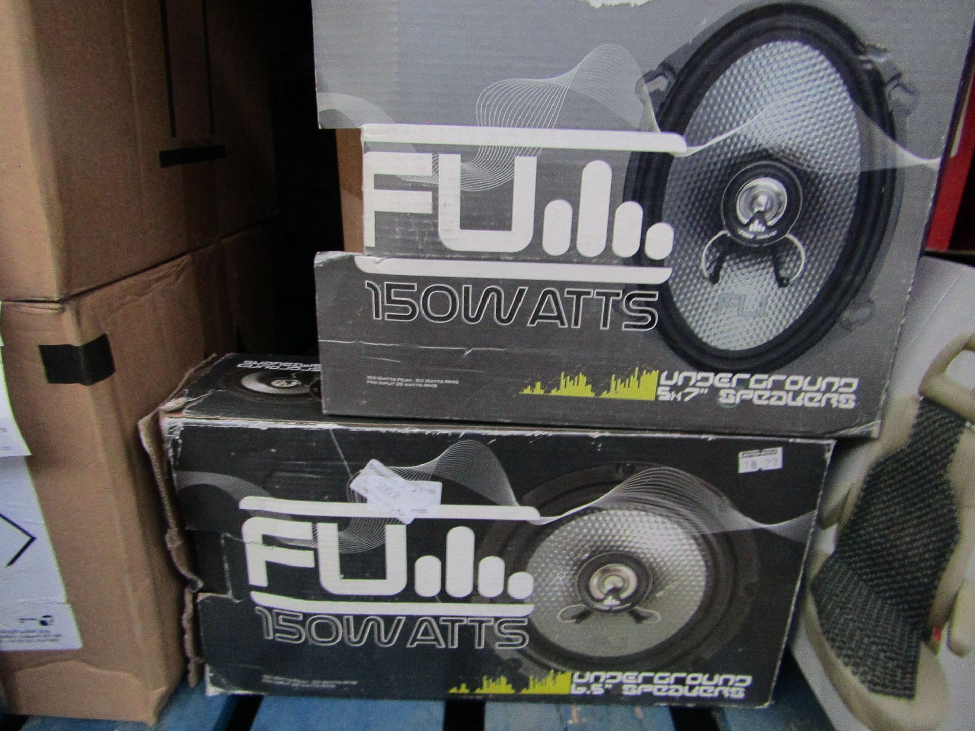 1x Fu - 150 Watt 6.5" Speakers - Unchecked & Boxed. 1x Fu - 150w Underground 5"x7" Speakers -