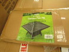 Asab Steel Square Garden Fire Pit. Looks new & Boxed