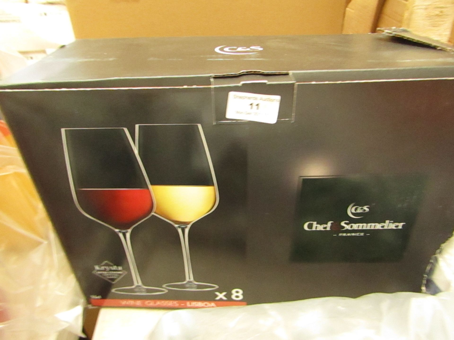 C&S - 8 Piece Krysta Wine Glasses 55cl - Box Damaged, Inside Content Should Be Fine.