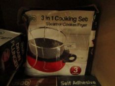 Asab 3 in 1 Cooking set. Steamer/Cooker/Fryer. Boxed but untested