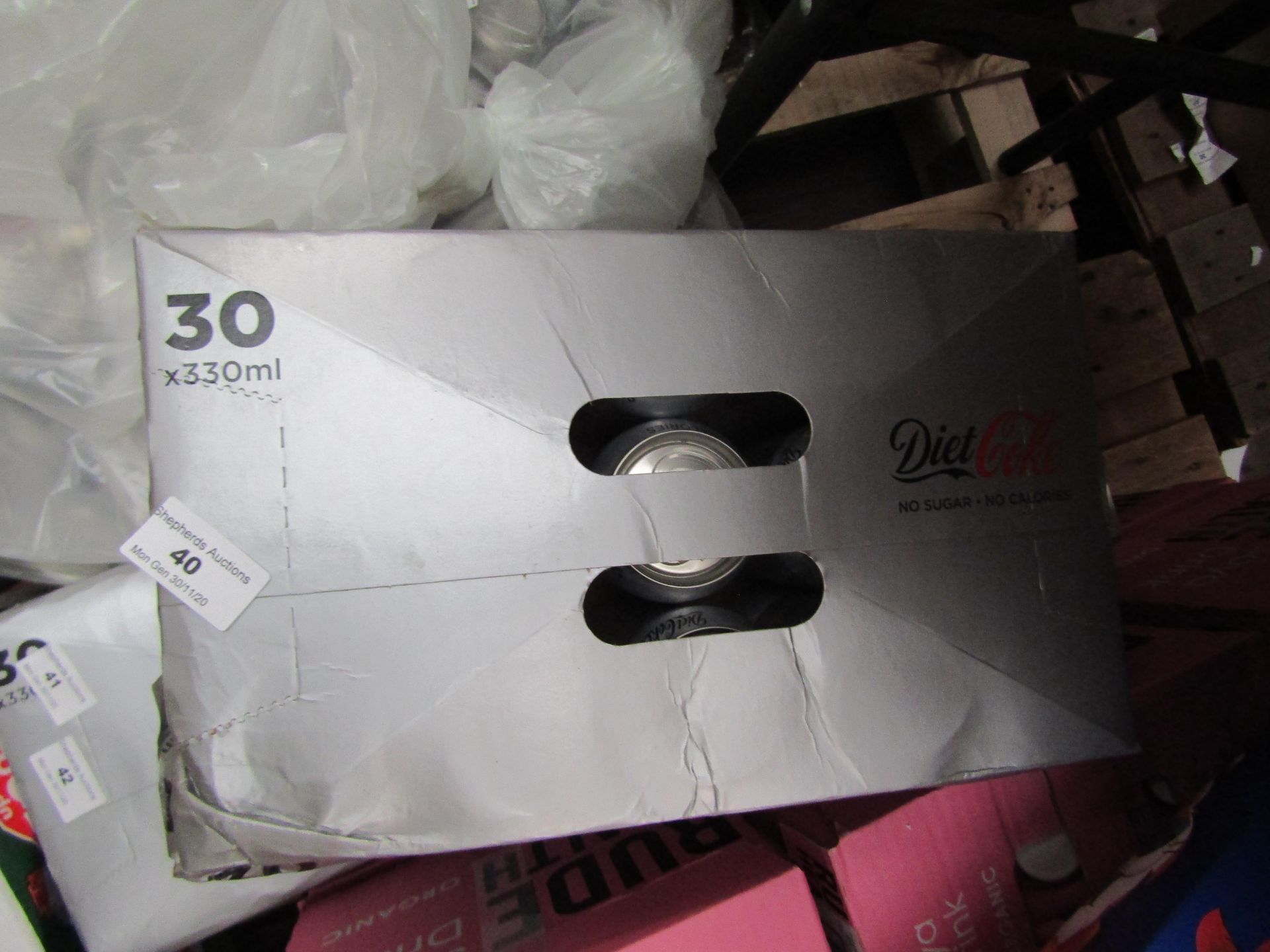 30x Diet Coke - 330ml - In Original Packaging, Boxes Have Been Repaired.