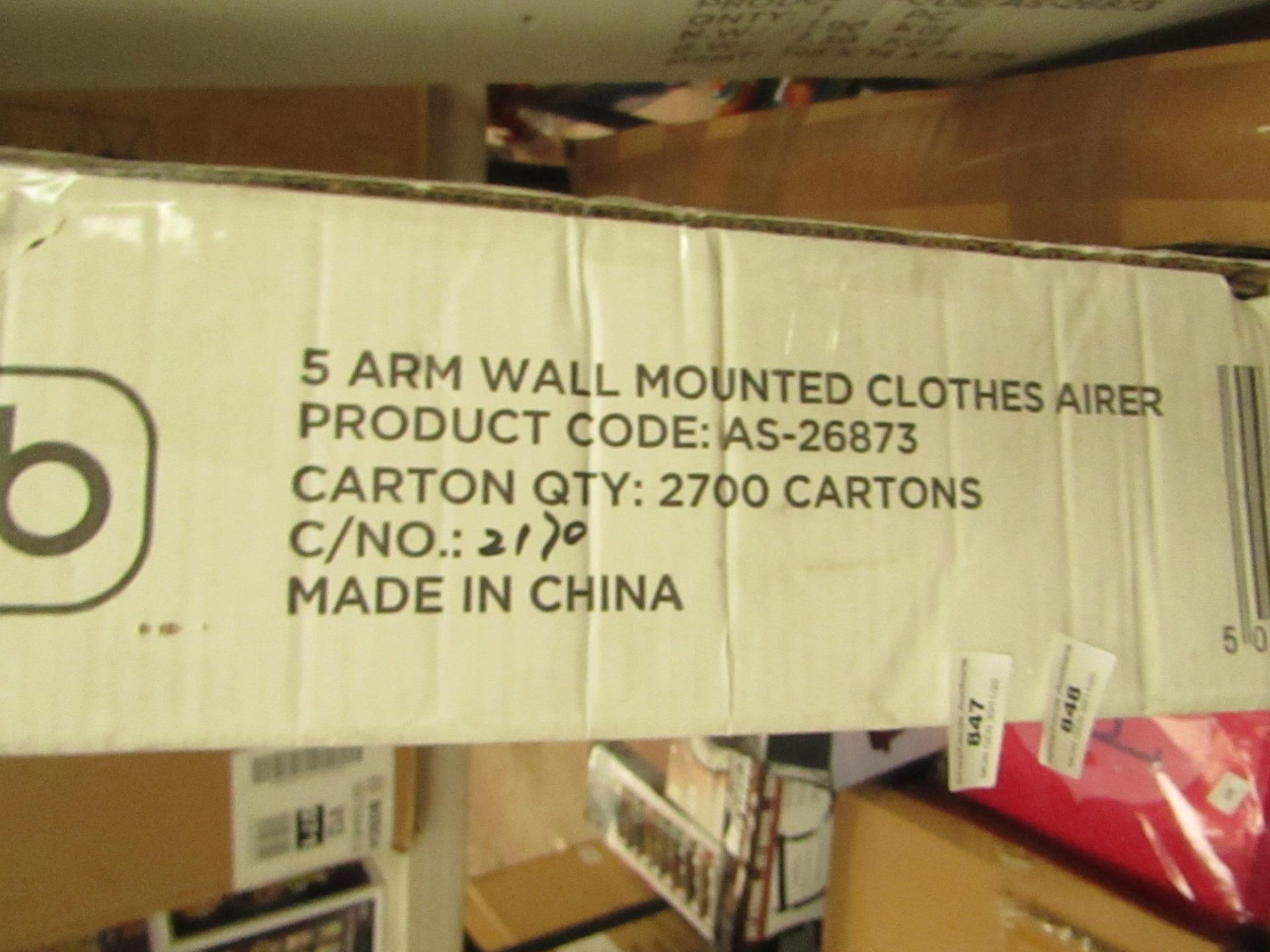 Asab 5 Arm Wall Mounted Clothes Airer. Boxed but unchecked