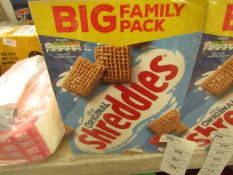 2x Nestle - Shreddies Cereal - Big Family Pack - BBE 04/21 - Unused, Boxes May Be Damged, But