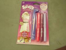 5 Packs of Renart Sprayza Fashion Fabric Pens with Stencils. New & Packaged