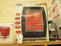 Asab - Portable Halogen Heater 400/800w Output - Unchecked & Box May Be Damaged.