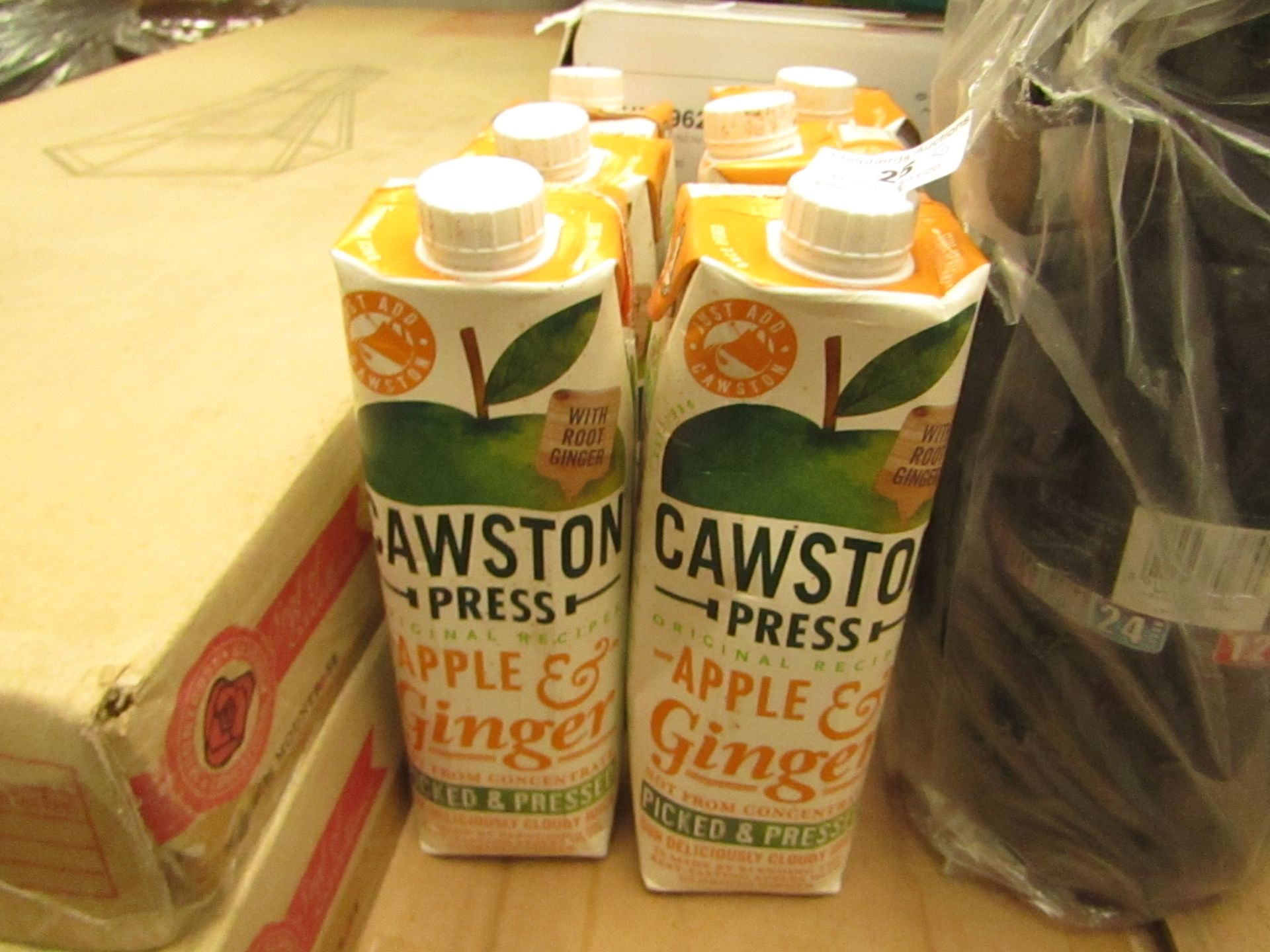 6x Cawston Press - Apple & Ginger Cloudy Juice - 1 Litre - BBE 10/21 - Unpackaged.