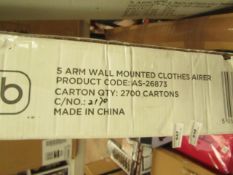 Asab 5 Arm Wall Mounted Clothes Airer. Boxed but unchecked