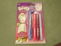 5 Packs of Renart Sprayza Fashion Fabric Pens with Stencils. New & Packaged