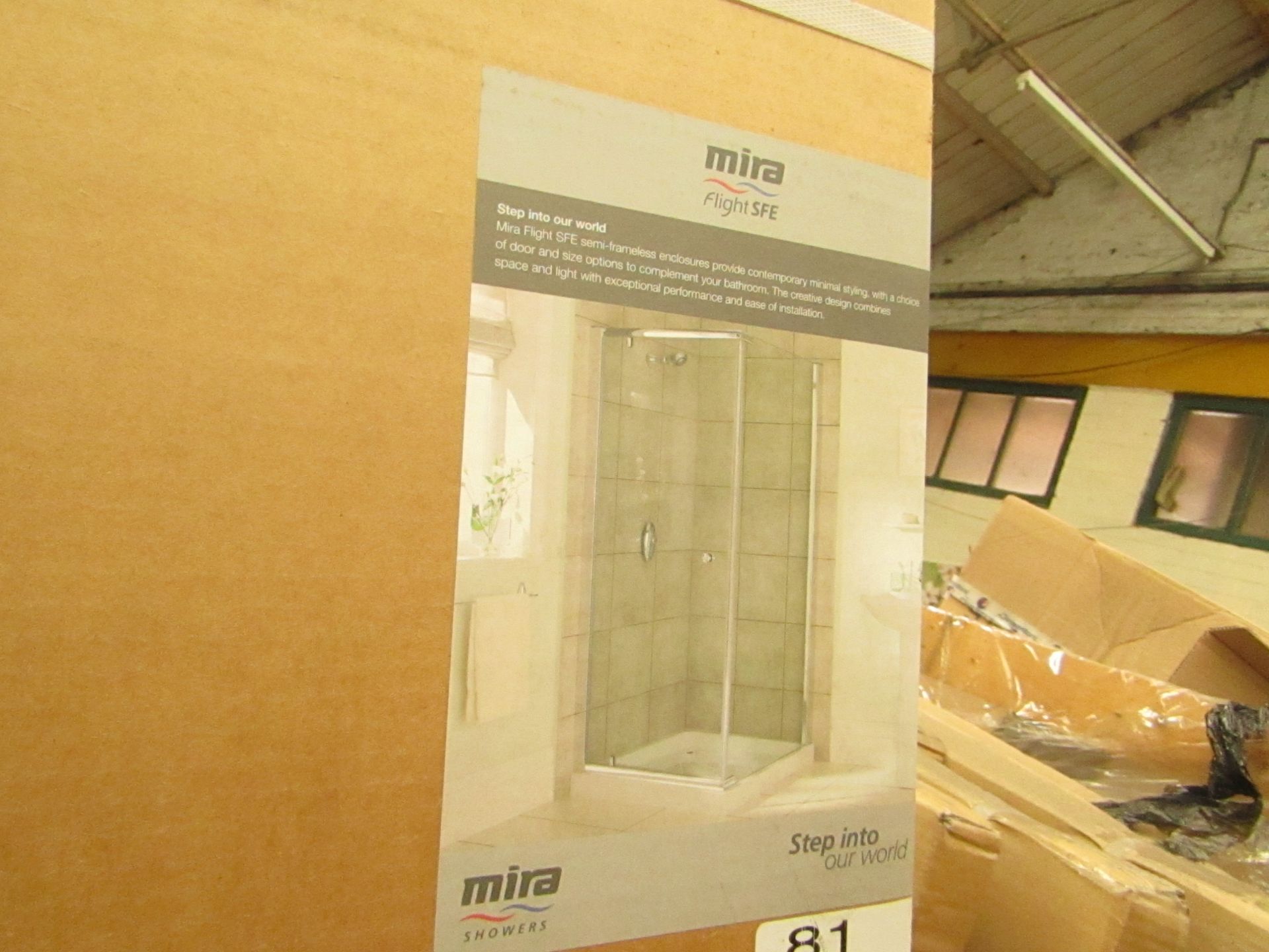 Mira 1600mm double sliding door, new and boxed.