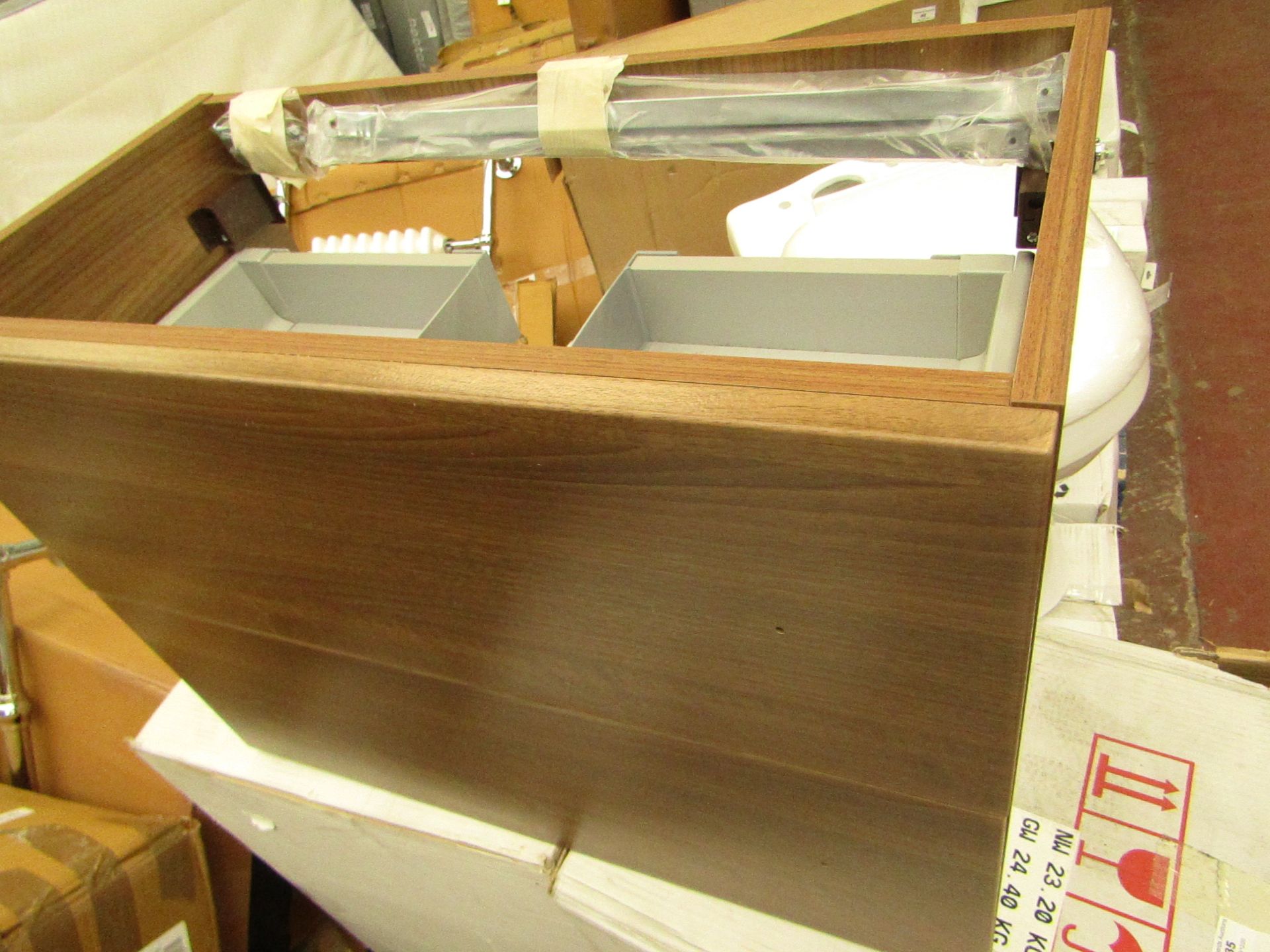 Tavistock Arc walnut 700mm 2 drawer, new and boxed.