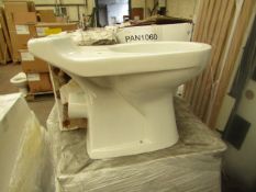 Victoria Plumb PAN1060 toilet pan, new and in water damaged box.