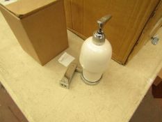 Ceramic soap dispenser, new and boxed.