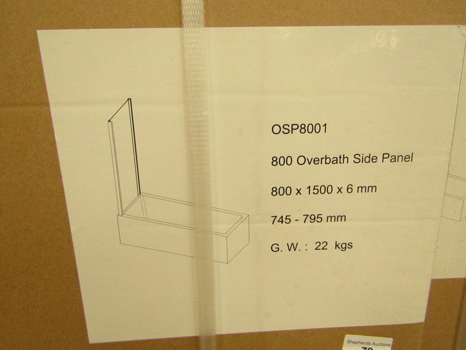 OSP8001 800 overbath side panel, new and boxed.