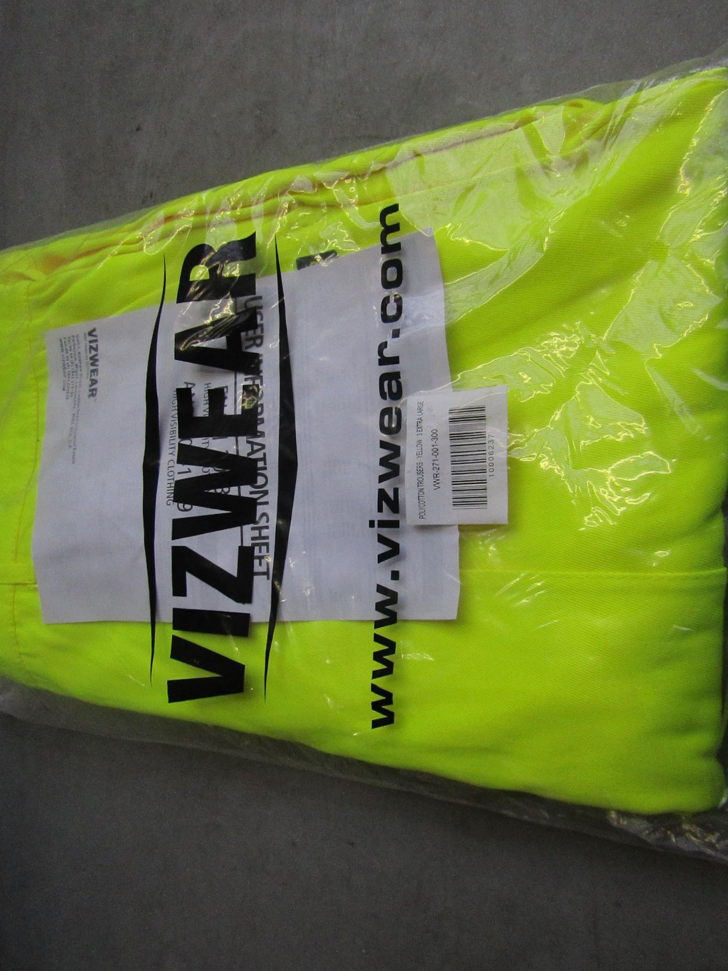 Vizwear - Hi-Vis Yellow Polycotton Trousers - Size 3XL - Unused & Packaged.