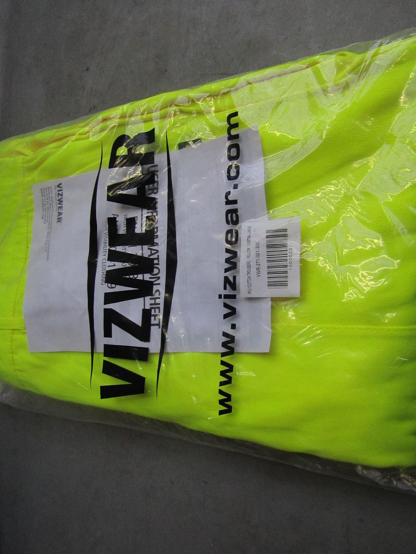 Vizwear - Hi-Vis Yellow Polycotton Trousers - Size 3XL - Unused & Packaged.