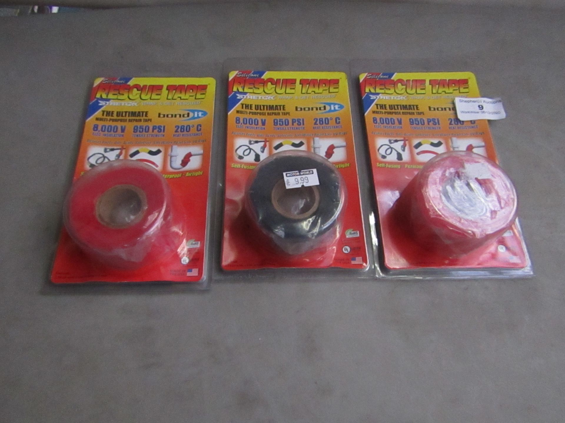 3x Rescue Tape - Red Repair Tape - Unused & Packaged.