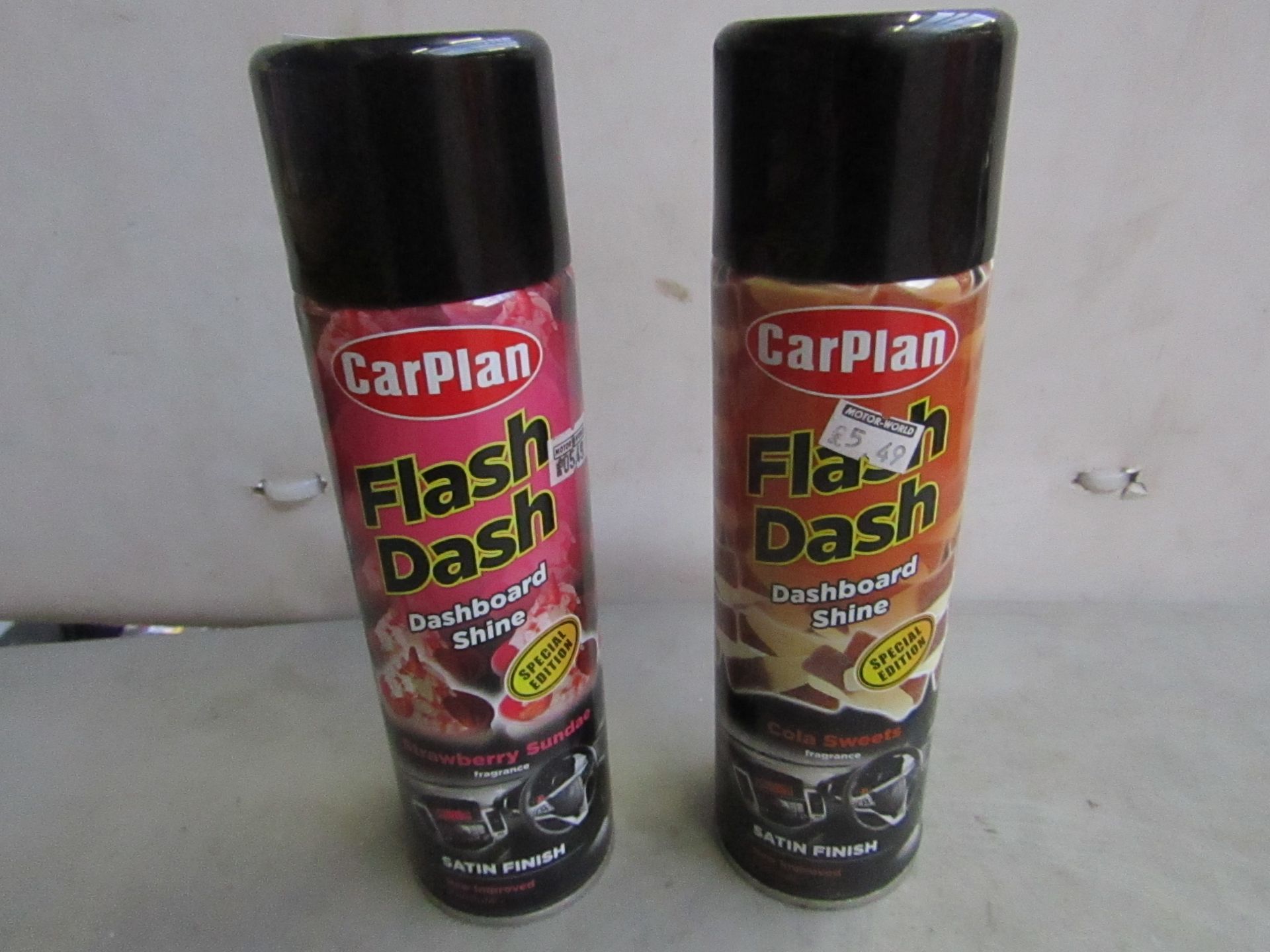 2x Carplan - Flash Dash - Dashboard Shine - Satin Finsh (Strawberry Sundae Fragrence) 500ml -