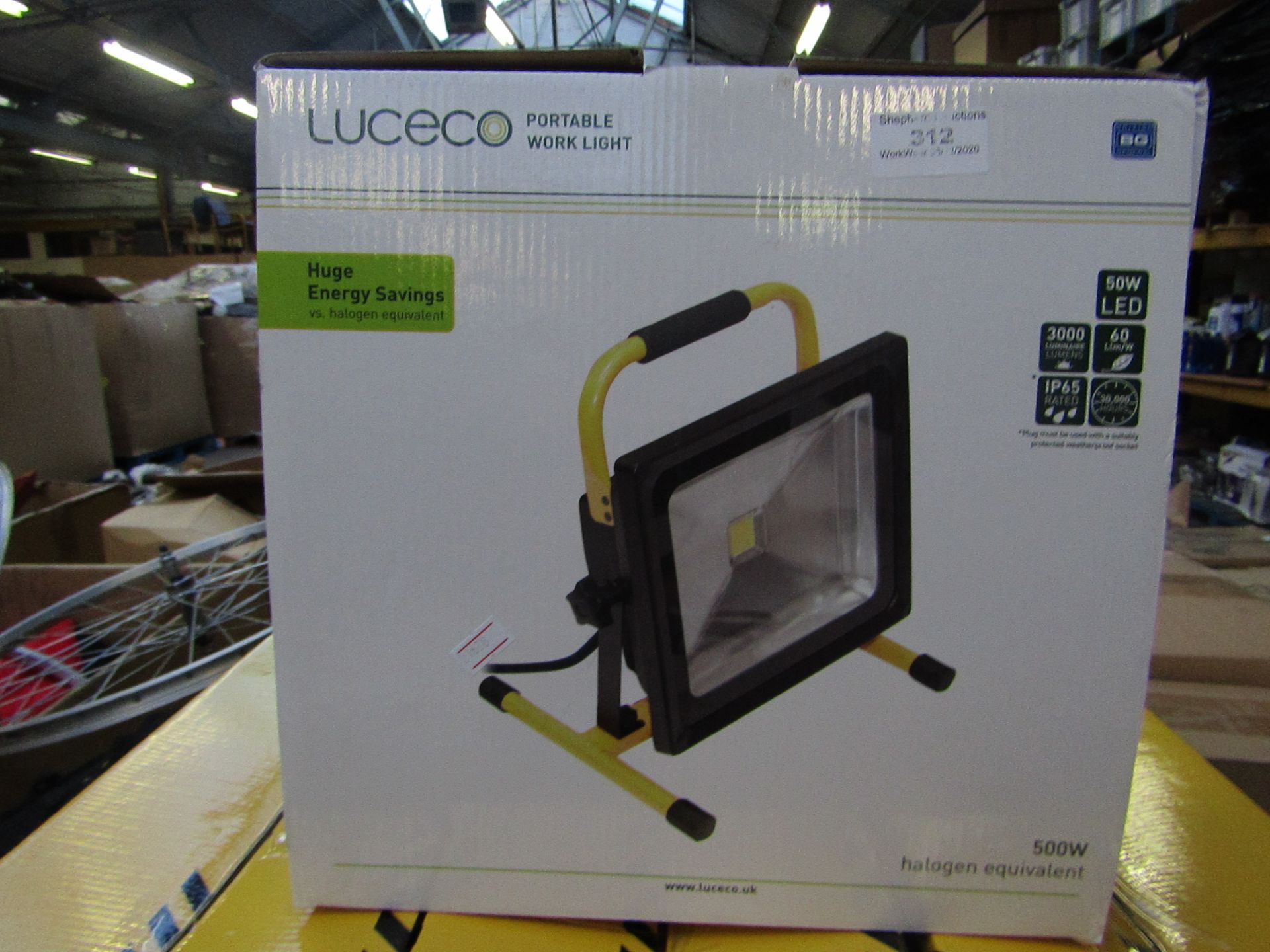 LUCECO - 50w LED / 3000 Lumens / 30,000 Hrs Portable Work Light - Unchecked & Boxed.