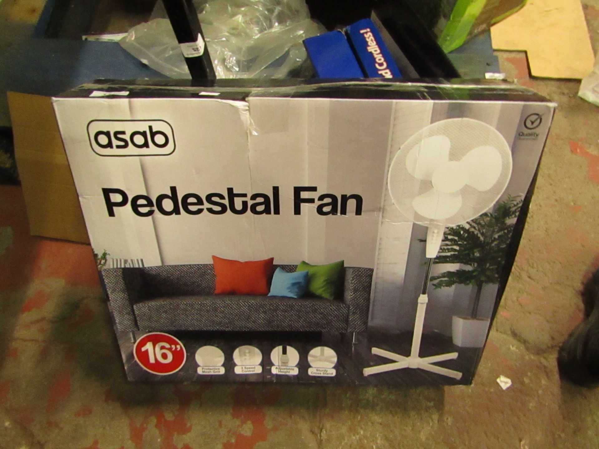 Asab Pedestal Fan. 16"/ Boxed but untested