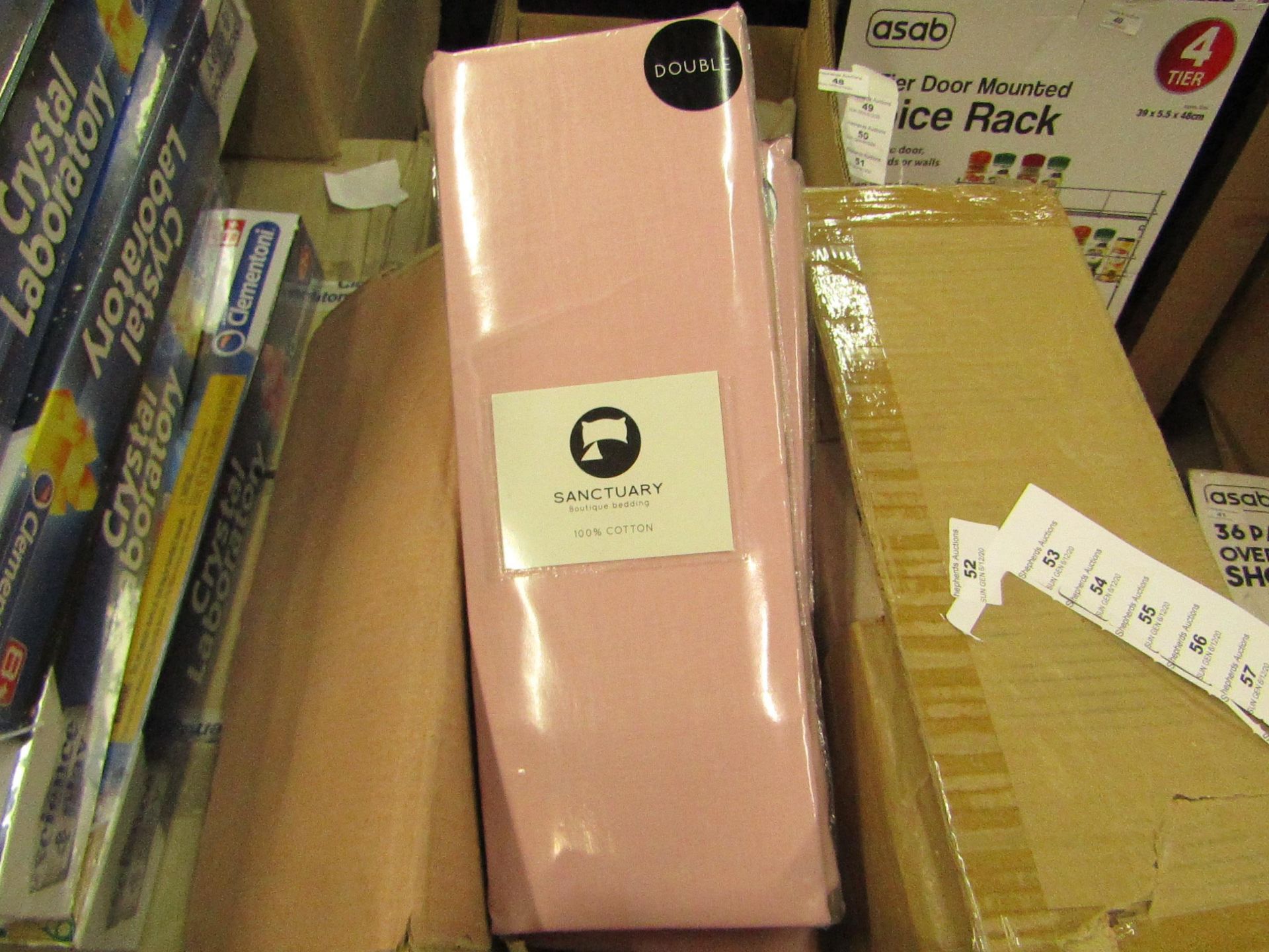 Sanctuary Blush Double Fitted Sheet. New & Packaged