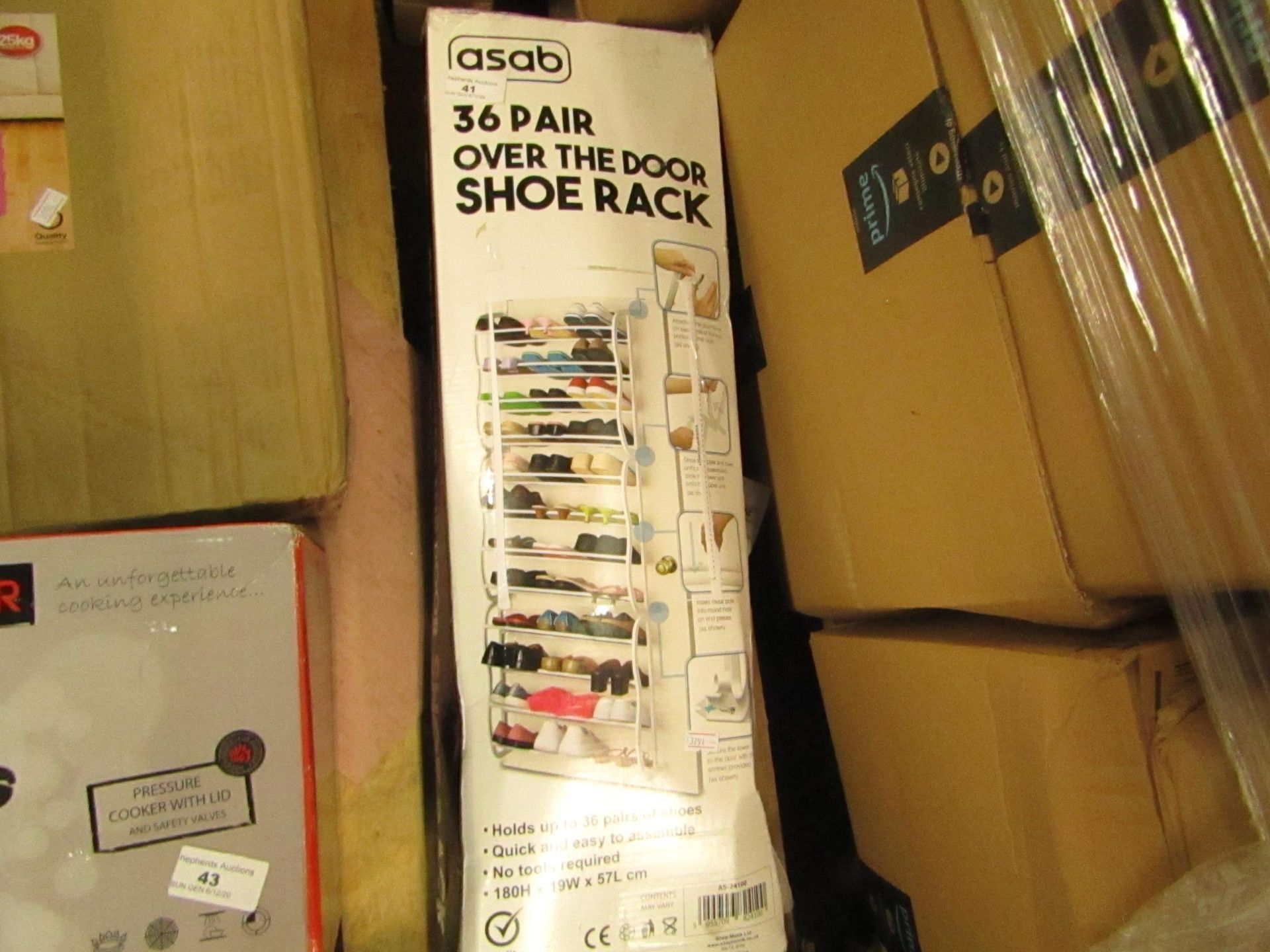 Asab 36 Pair Over the Door Shoe Rack. Boxed but unchecked