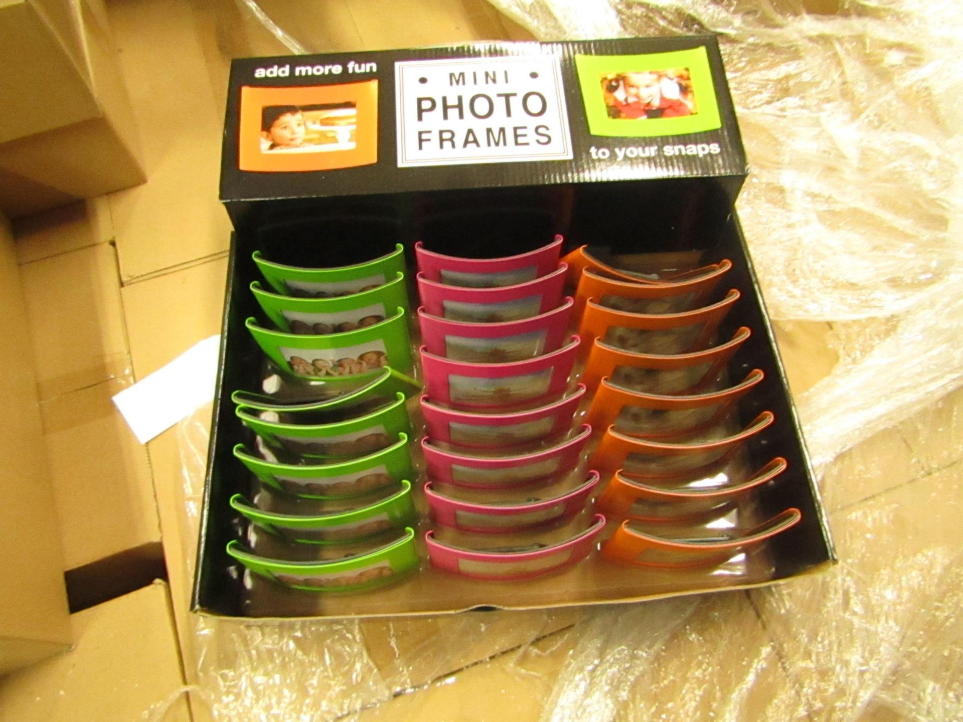 Box of 12 Mini Photo Frames. New & in Counter Display Boxes