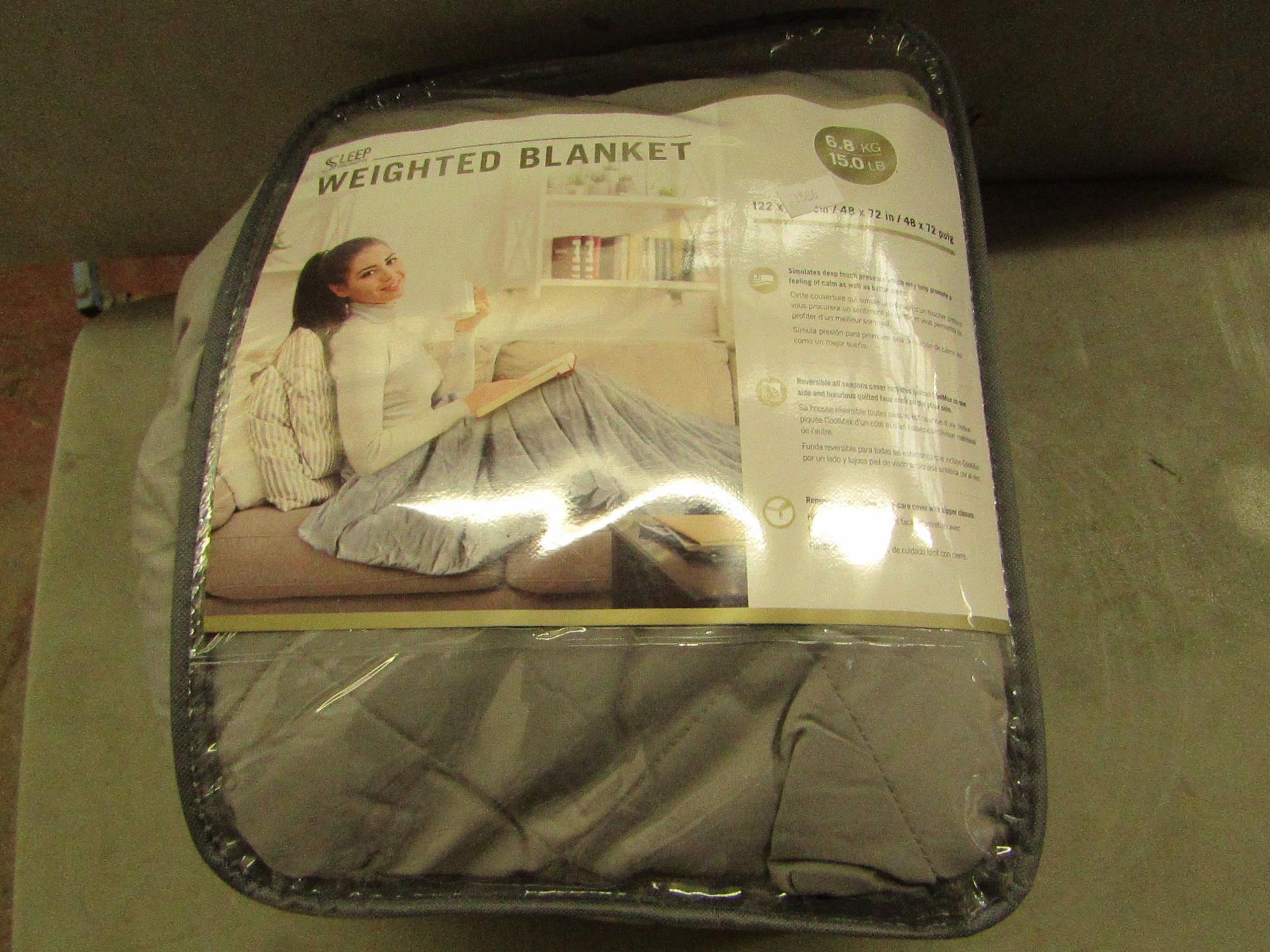 Sleep Philiosophy weighted blanket, unchecked in packaging