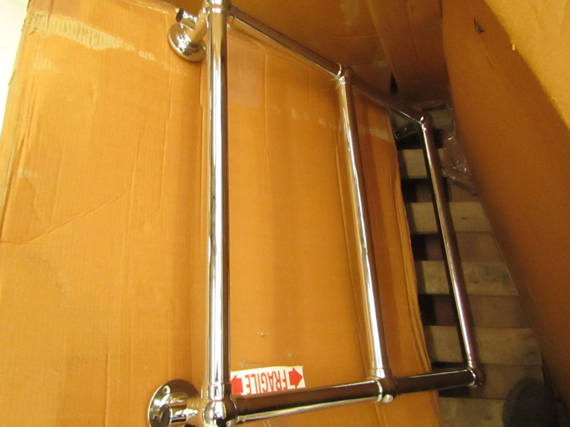 Hew Aster 685 x 685 towel radiator, item is unchecked and may contain marks, cosmetic damage and