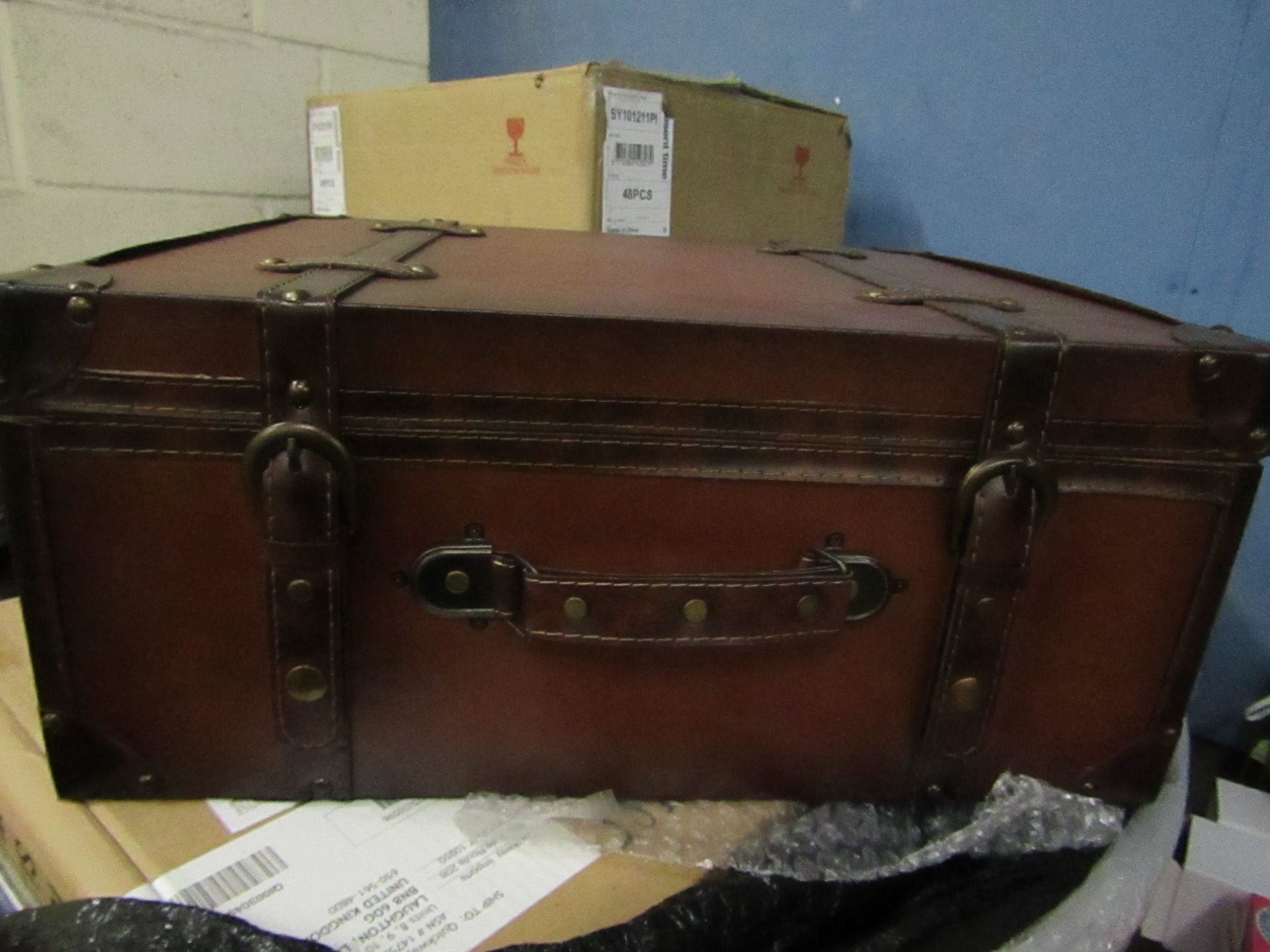 Wooden Suitcase Style Storage Box. New & Boxed