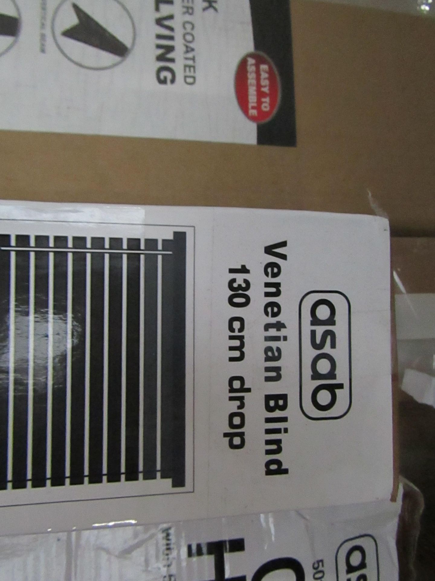 2x Asab - Venetian Blind 130cm Drop X 60cm Length (1x Grey/ 1x White) - Unchecked & Boxed. 2x Asab -