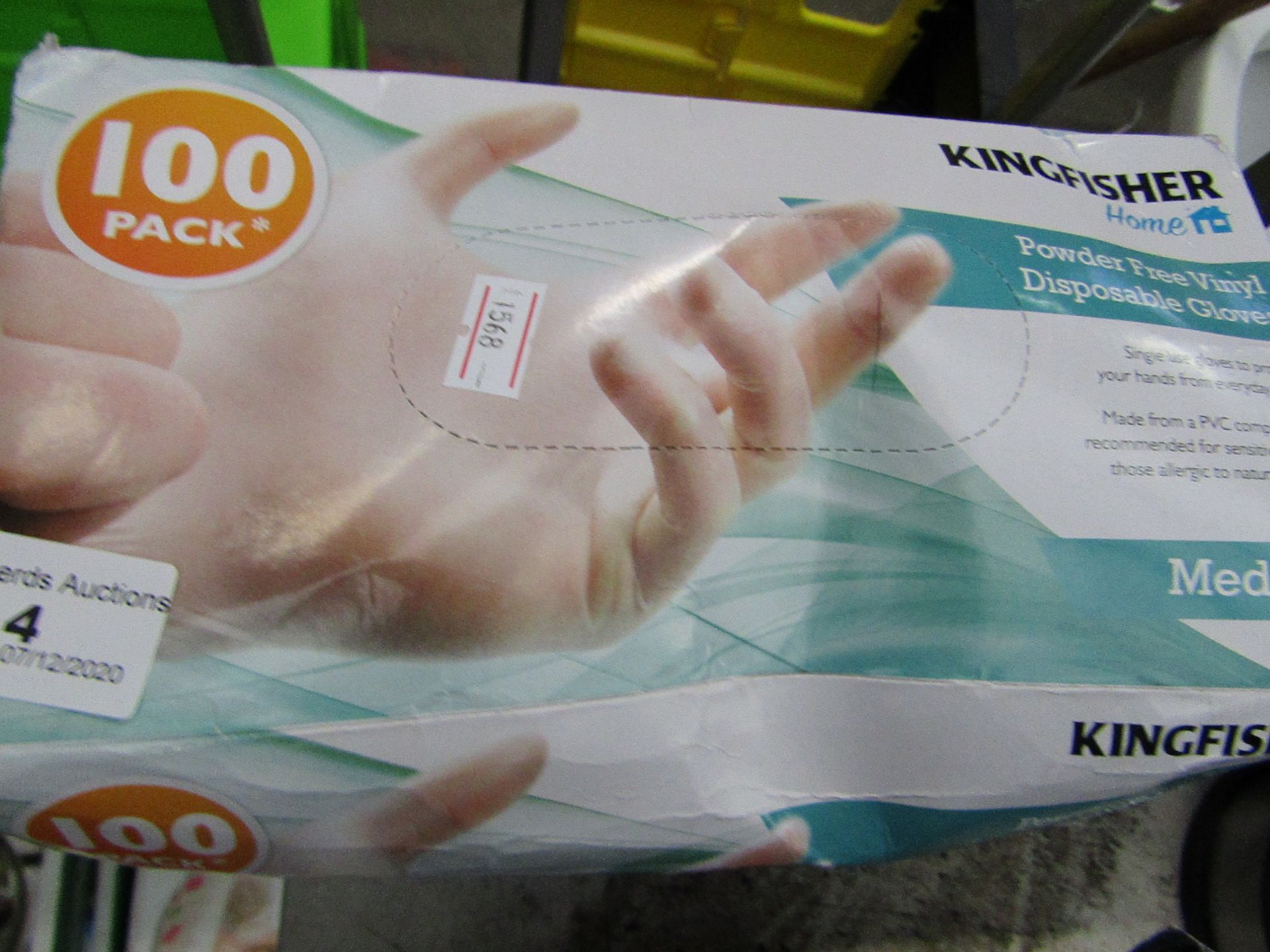 Kingfisher - Powder Free Vinyl Disposable Gloves - Size Medium (Box of 100) - Unused & Boxed.