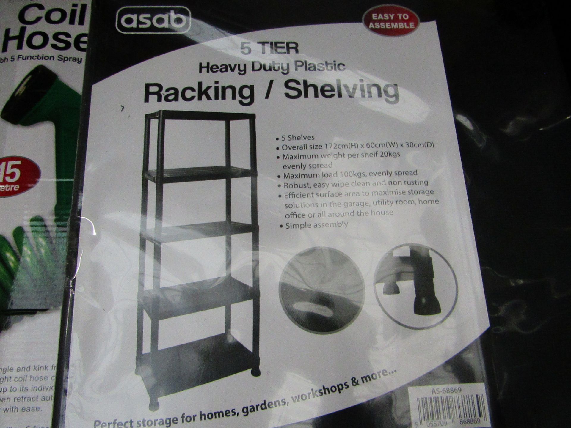 Asab - 5 Tier Heavy Duty Plastic Racking / Shelving - 172x60x60cm - Looks Unused & Complete.