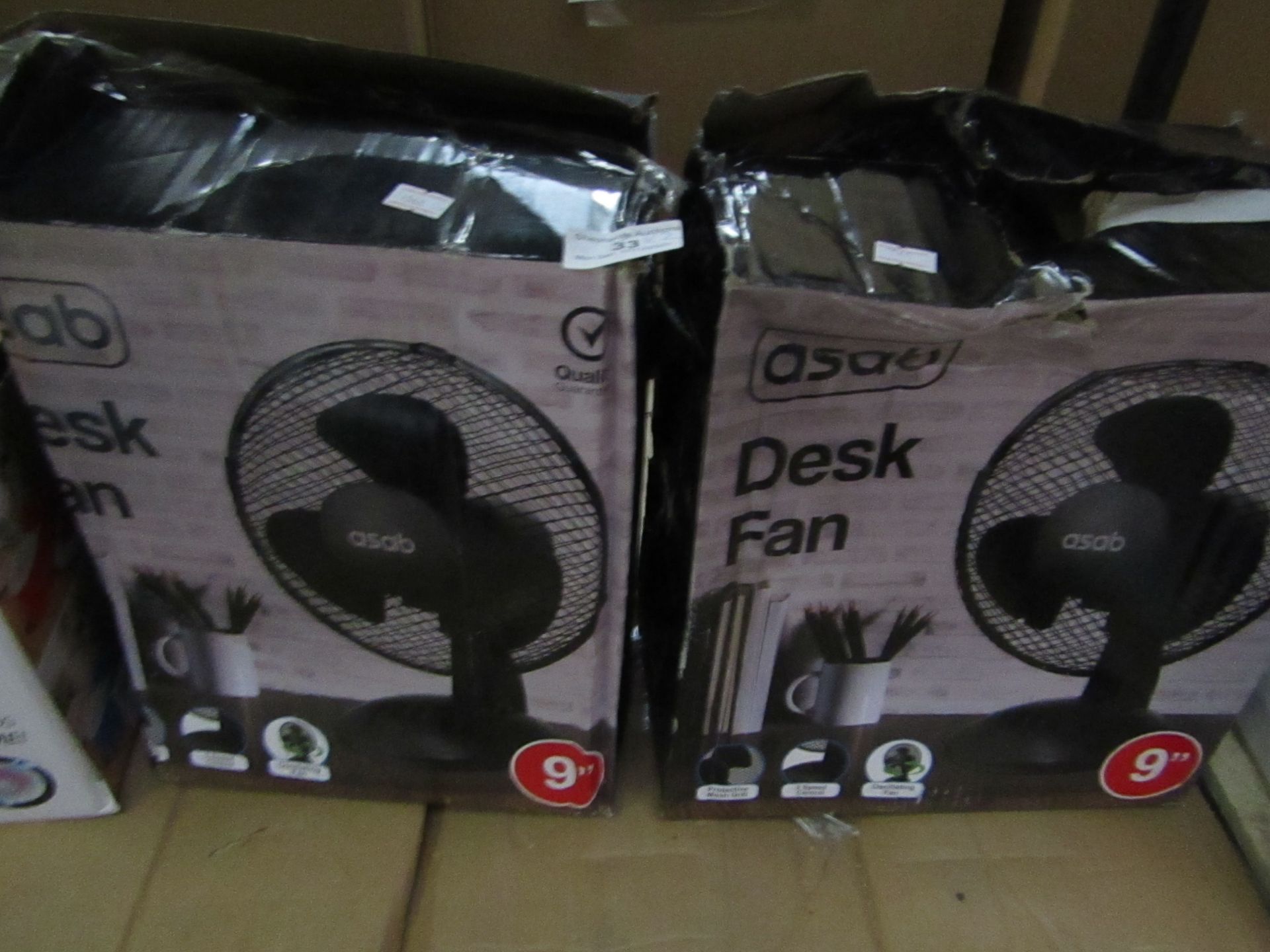 2x Asab - Desk Fan - Unchecked & Boxed.