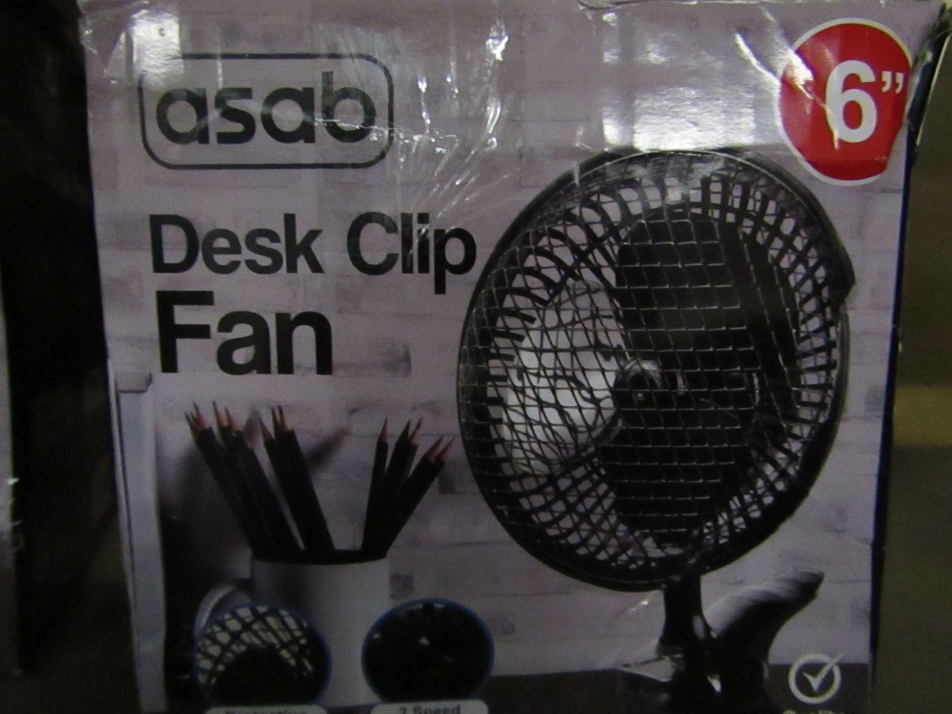 Asab Mini Desk Clip Fan. 6". Boxed