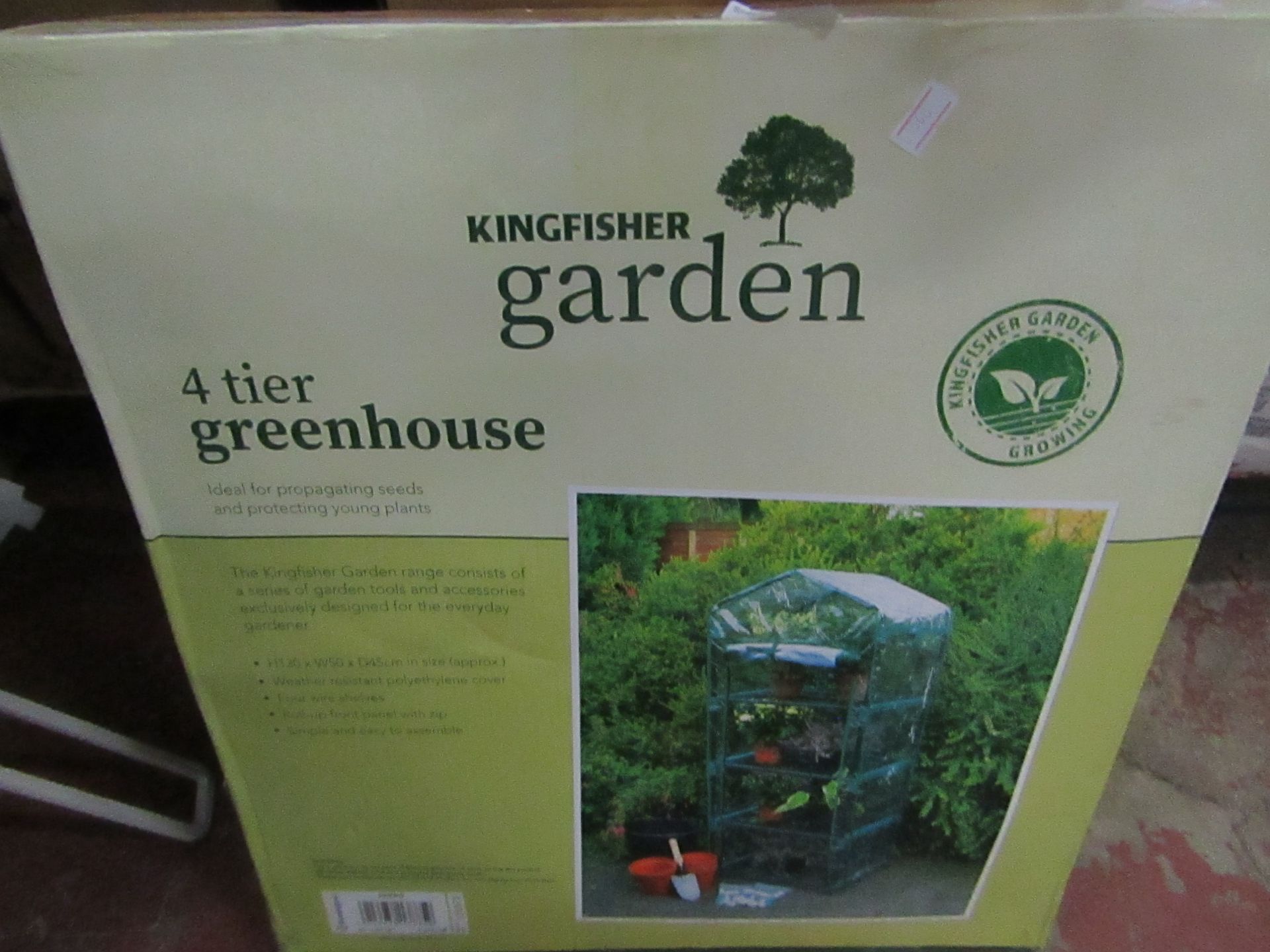 Kingfisher Garden 4 Tier Greenhouse. Boxed but unchecked