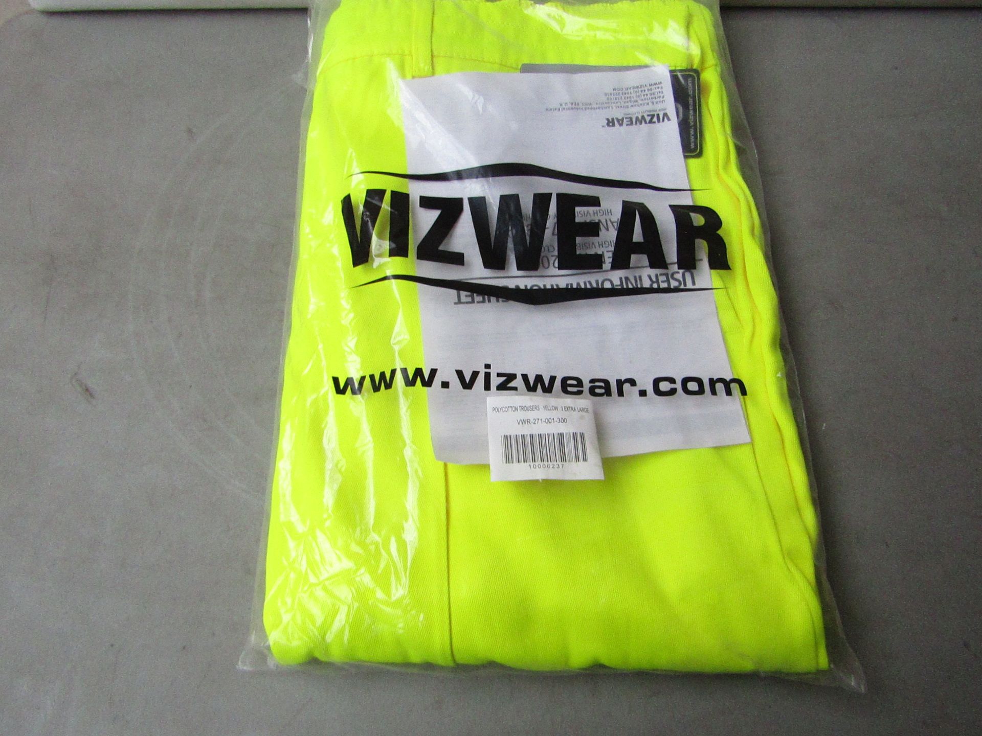 Vizwear - Hi-Vis Yellow Polycotton Trousers - Size 3XL - Unused & Packaged.