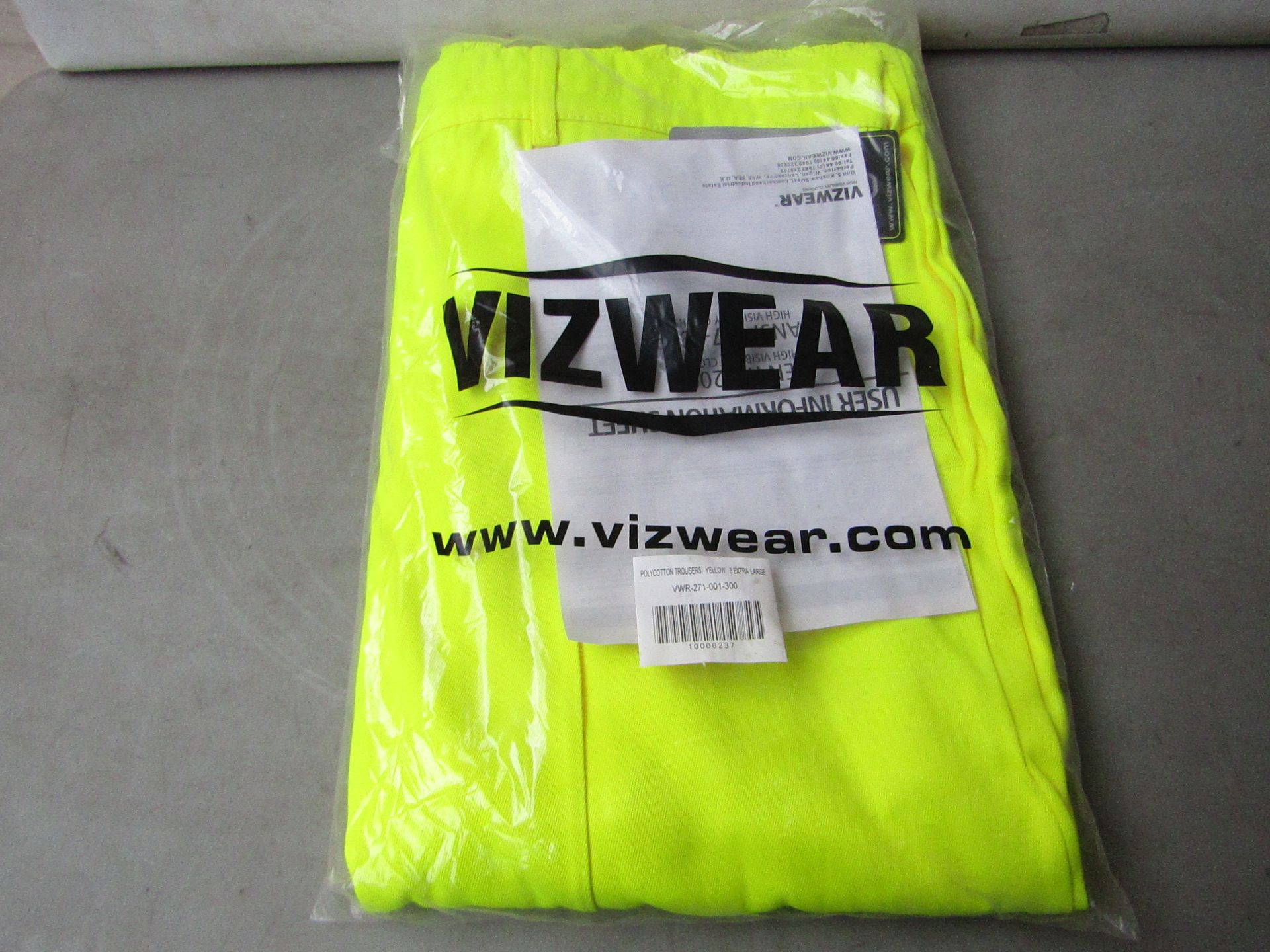 Vizwear - Hi-Vis Yellow Polycotton Trousers - Size 3XL - Unused & Packaged.