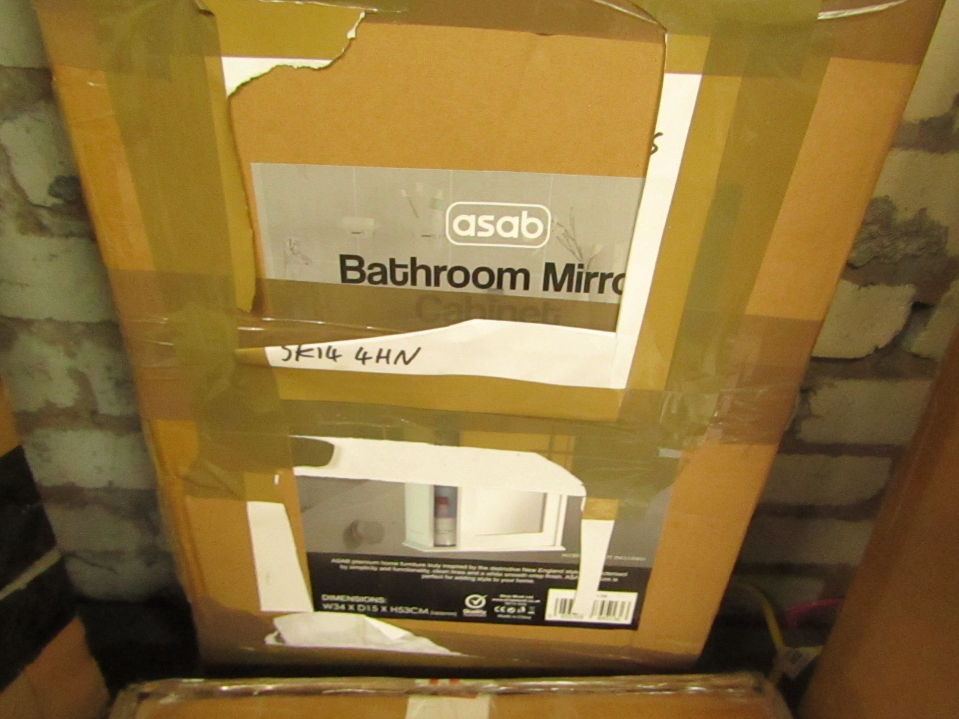 Small bathroom mirror cabinet, unchecked and boxed