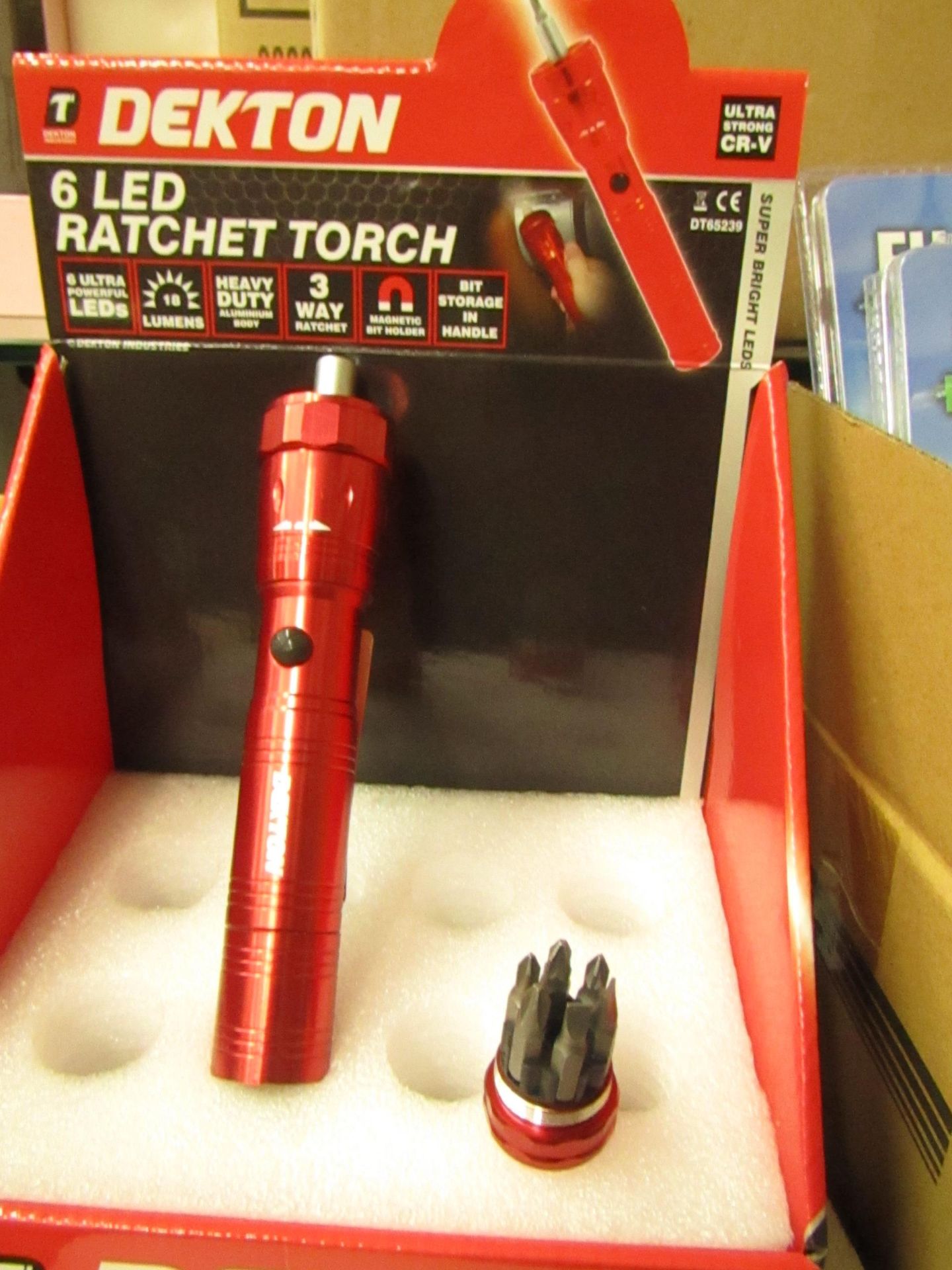 Dekton 6LED Ratchet Torch with bits. New. Ideal Stocking Filler!