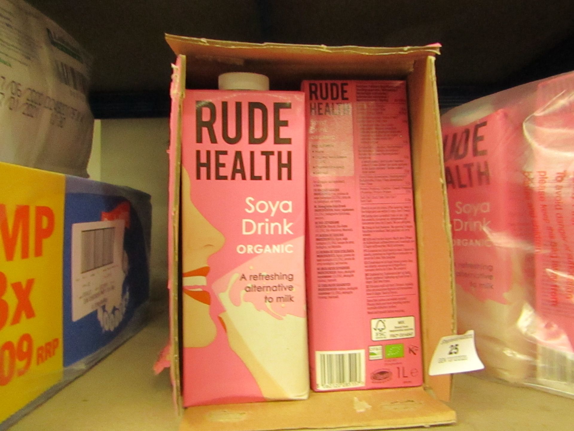 6 x 1L Rude Health Organic Soya Drink. BB 24/7/21