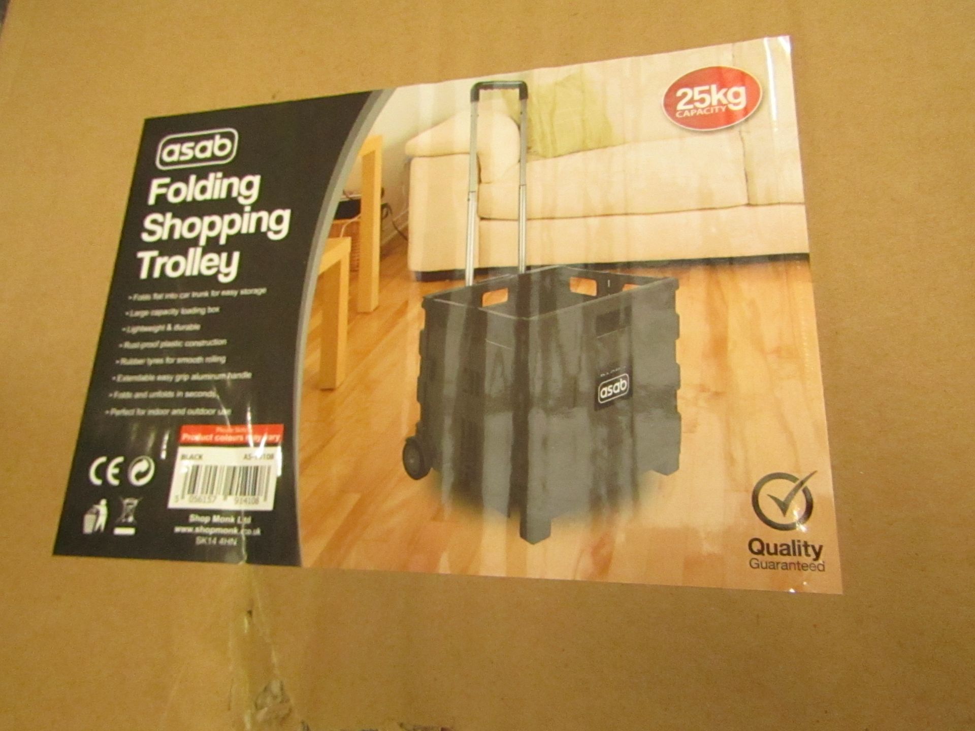 Asab 25kg Folding Shopping trolley. Boxed but unchecked