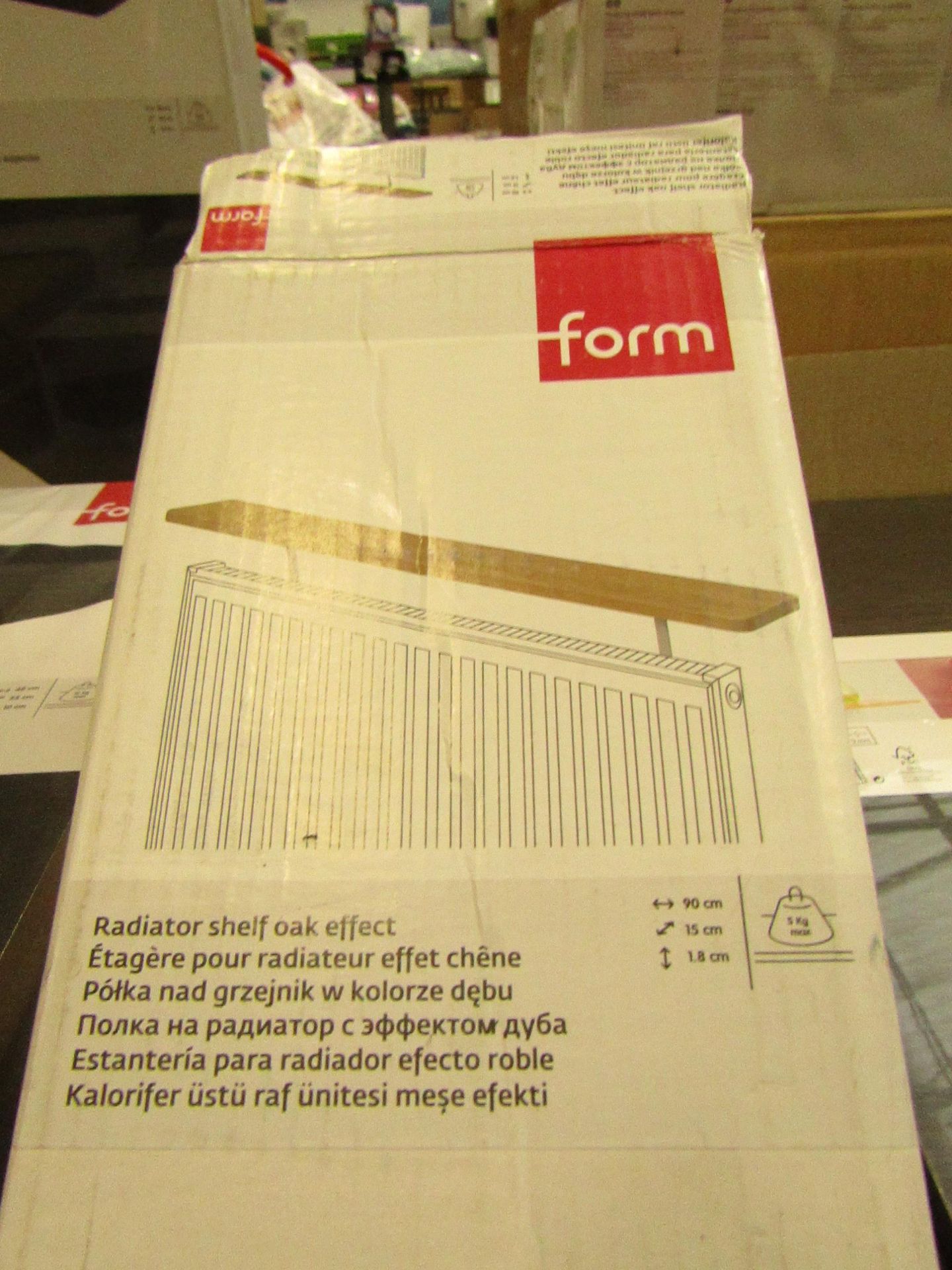 Form 90cm radiator shelf, unchecked and boxed