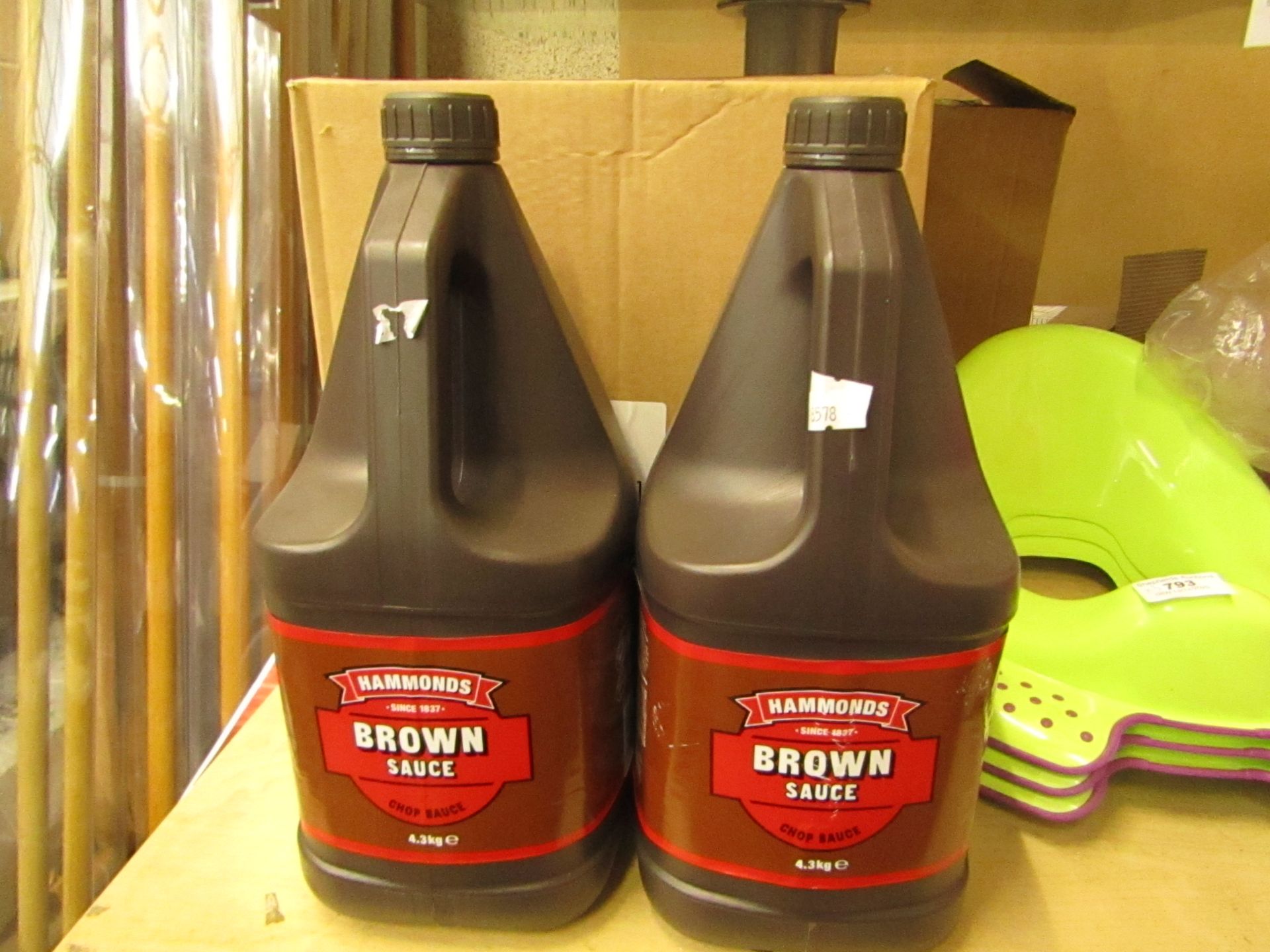 2x 4.3KG tubs of Hammonds Brown Sauce, new, BB 22/10/20
