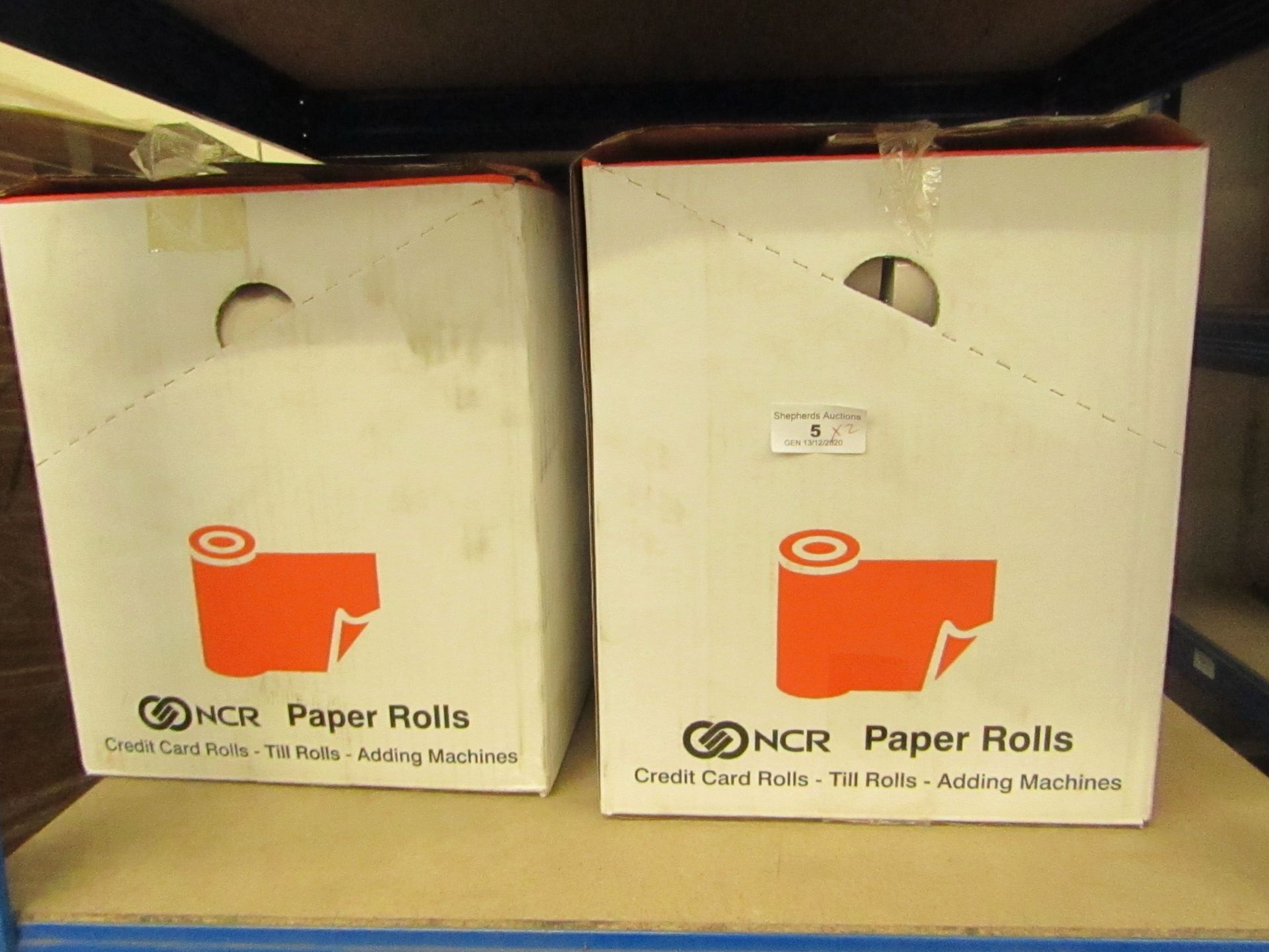 2 Cases of 100 NCR Till Rolls. 37.5mm x 70mm. New & Boxed